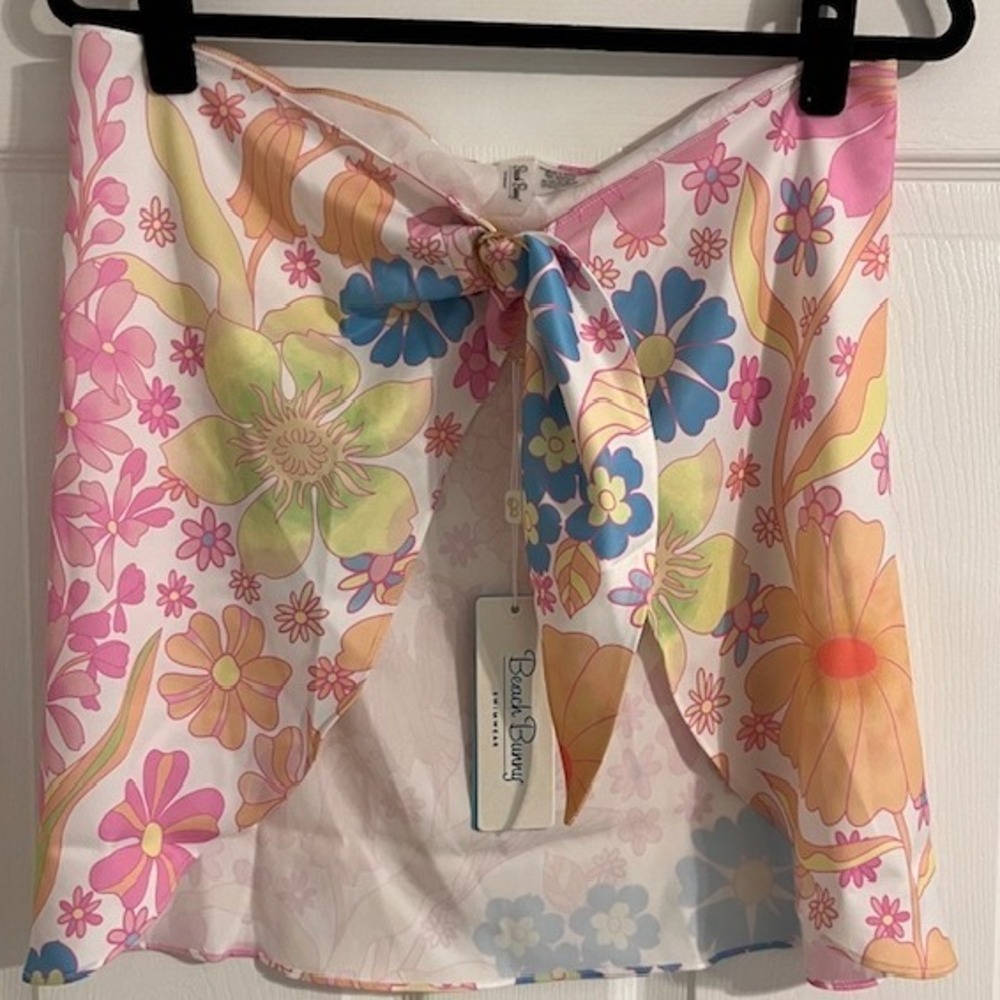 Beach Bunny Swim Cover‎ Up Floral Print Sarong Tie Front Skirt OS One Size